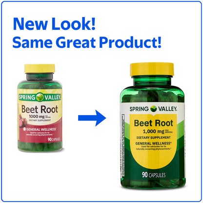 (2 pack) Spring Valley Beet Root Dietary Supplement, 1000 mg, 90 Count