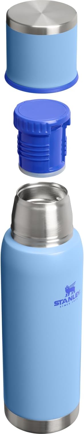 Stanley Adventure-To-Go Vacuum Bottle 1.1 qt | Wide Mouth with Leakproof Cup Lid | Keep Drinks Hot or Cold | Packable for Travel | Insulated Stainless Steel Thermal Bottle | BPA-Free | Blue Sky