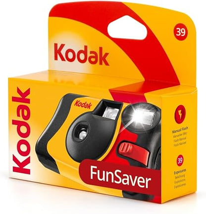 Kodak FunSaver 35mm Single-Use Camera with Flash (Yellow/Red) Bundle
