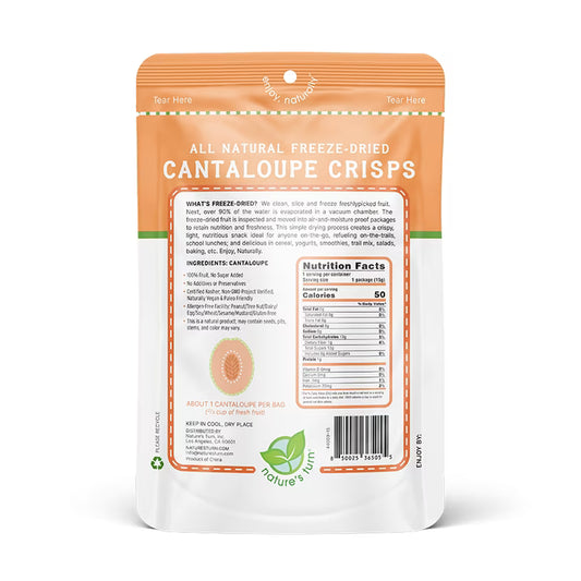 Nature’s Turn Freeze-Dried Cantaloupe Crisps, No Added Sugar, Healthy Natural Fruit Crisp Snack for School Lunches, 6 Pack (0.53 oz Each)