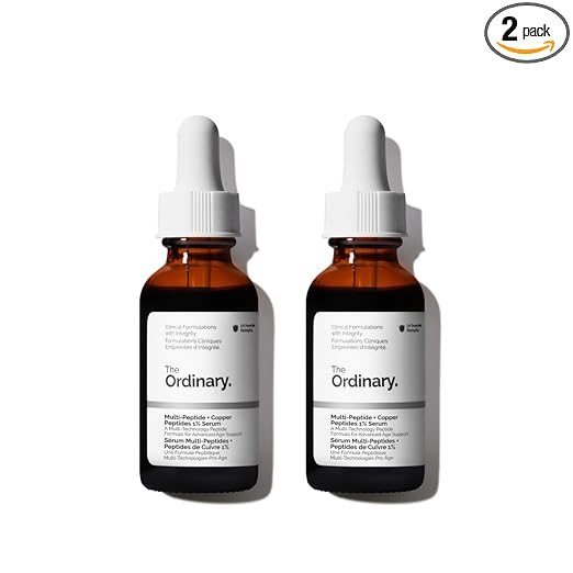 The Ordinary Multi-Peptide + Copper Peptides 1%, GHK-Cu Anti-Aging Serum for Fine Lines and Skin Elasticity (Pack of 2)