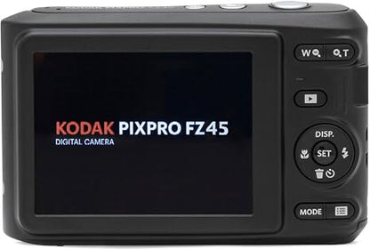 KODAK Pixpro FZ45 Digital Camera Bundle, Includes: SanDisk 64GB SDXC Memory Card, Spare Batteries and Card Reader (4 Items) (White)
