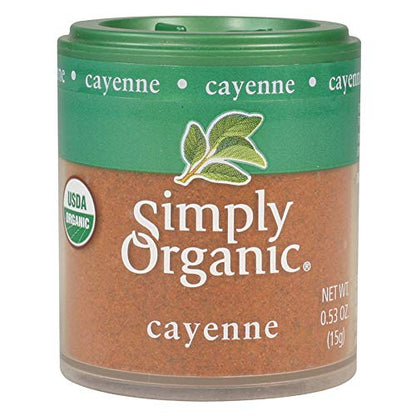 Simply Organic Cayenne Ground, Certified Organic, Kosher, Mini Spices | 0.53 Ounce (Pack of 6)
