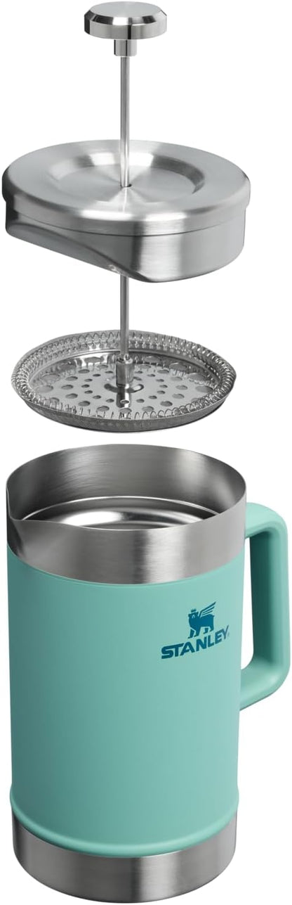 STANLEY Classic Stay-Hot French Press Coffee Maker 48 oz | 5 Minute Brew, 4 Hours Hot | Mesh Filter for Coffee Grounds | Insulated Stainless Steel French Press | BPA-Free | Spring Green