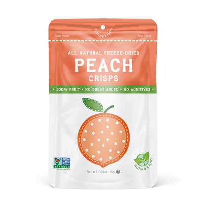 Nature’s Turn Freeze-Dried Peach Crisps, No Added Sugar, Healthy Natural Fruit Crisp Snack for School Lunches, 6 Pack (0.53 oz Each)
