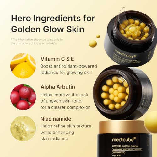 medicube Glass Skin Refining Duo at Night: Deep Vitamin C Golden Capsule Face Moisturizer and Turmeric Overnight Wrapping Peel Off Mask 2.0