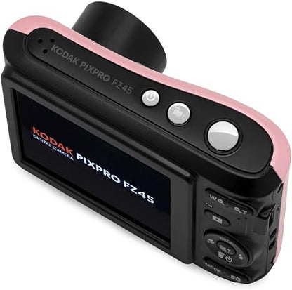 KODAK PIXPRO FZ45 16MP Compact Digital Camera, 4X Optical Zoom, AA, Pink
