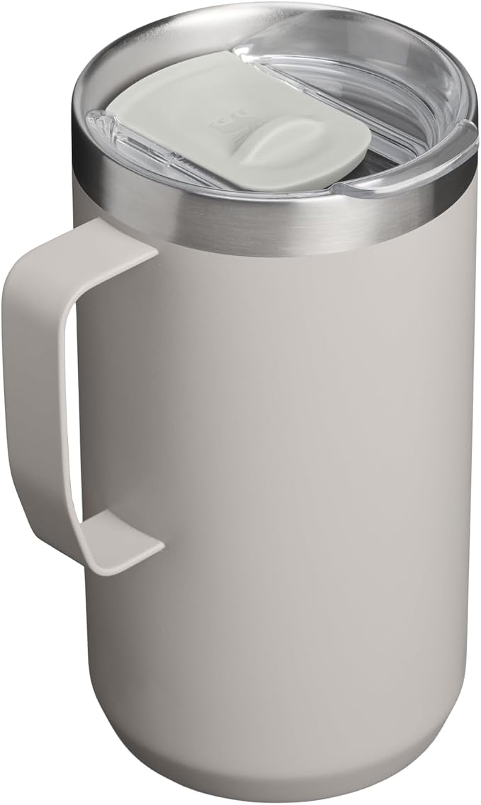 STANLEY Everyday Camp Mug 24oz | Drink Through Lid | Cup for Coffee, Tea and Drinks | Insulated Stainless Steel Coffee Mug | BPA-Free | Ash