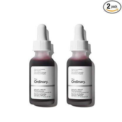 The Ordinary AHA 30% + BHA 2% Peeling Solution, Advanced Exfoliating Peel for Brighter Skin (Pack of 2)
