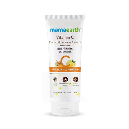 MAMAEARTH Vitamin C Face Cream with Vitamin C & Turmeric, 80g | Cream texture suitable for daily skincare routines.