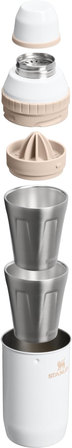 Stanley Happy Hour Cocktail Shaker Set 20 oz | Bartender Kit for Camping and Travel | Cocktail Drink Mixing Set with 2 Cups | Insulated Stainless Steel | BPA-Free | Hammertone Frost