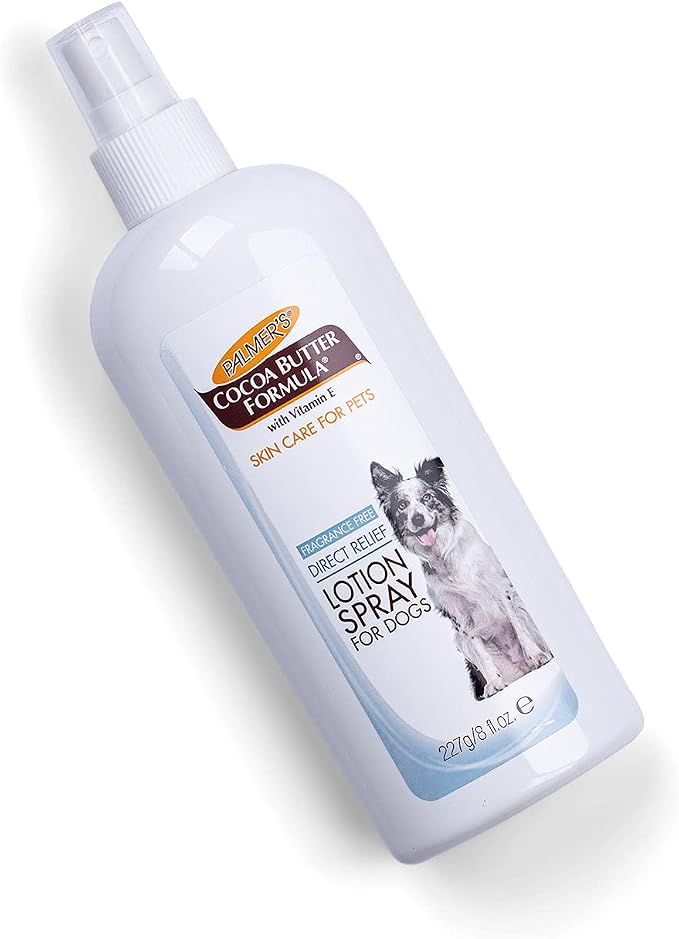 Palmer's for Pets Cocoa Butter Formula Dry Skin Relief Spray for Dogs, Direct Spray-On Lotion with Vitamin E to Soothe Dry and Itchy Skin, No-Mess Application, 8 Fl Oz (Pack of 2)