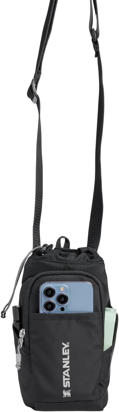 STANLEY Vitalize Carry-All Bag | Bottle Holder with Drawstring Cinch | Adjustable Shoulder Strap | Zippered Valuables Pocket | Durable Recycled Fabric | Black