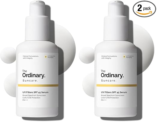 The Ordinary UV Filters SPF 45 Serum Sunscreen for Face, Lightweight Hydrating Broad-Spectrum Sunscreen, UVA/UVB Protection, Non-Comedogenic, No White Cast, 2 Fl Oz