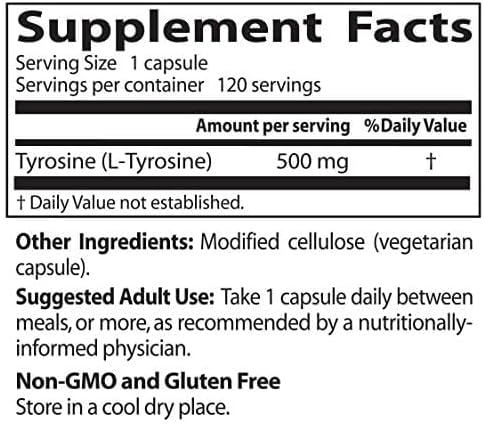 Doctor's BEST L Tyrosine Supplement, for Men & Women, 120 Veg Caps