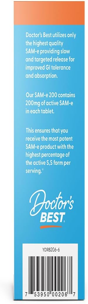 Doctor's Best SAM-e Supplement for Men & Women, 60 Enteric Coated Tablets