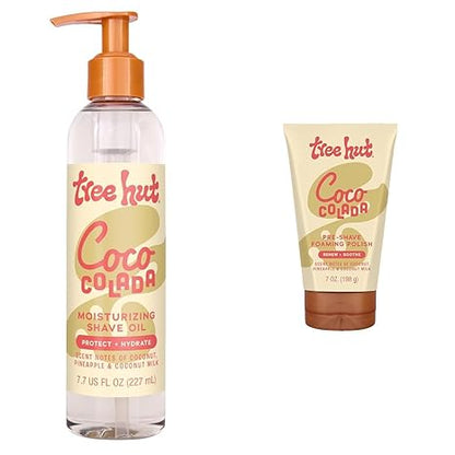 Tree Hut Coco Colada Moisturizing Shave Oil, Hydrating Gel-to-Oil Formula, 7.7 fl oz + Shave Prep Polish, Gently Soothe & Prep Skin for an Even Closer Shave,7 fl oz.