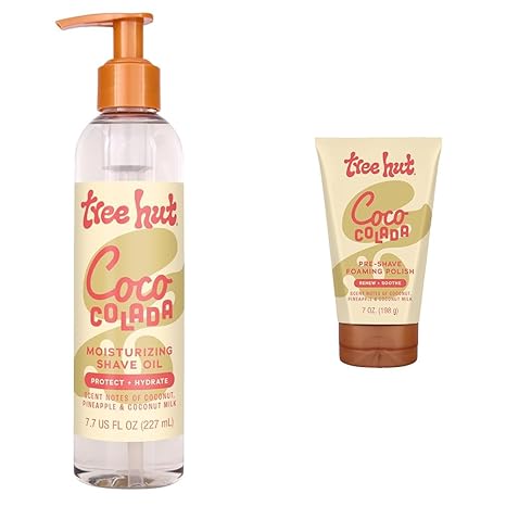 Tree Hut Coco Colada Moisturizing Shave Oil, Hydrating Gel-to-Oil Formula, 7.7 fl oz + Shave Prep Polish, Gently Soothe & Prep Skin for an Even Closer Shave,7 fl oz.