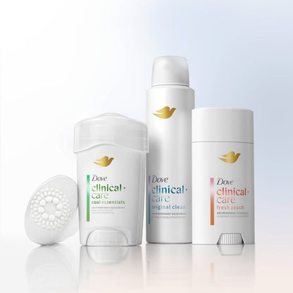 Dove Clinical + Care Antiperspirant Deodorant Dry Spray for Women, 96H Clinical Strength Sweat & Odor Protection, With Nourishing Serum, Original Clean with Fresh Scent, 3.8 oz