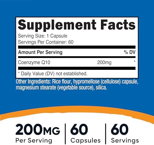 Nutricost CoQ10 200mg, 60 Vegetarian Capsules, 60 Servings - High Absorption, Vegetarian, GMO-Free, Coenzyme Q10 (Pack of 2)
