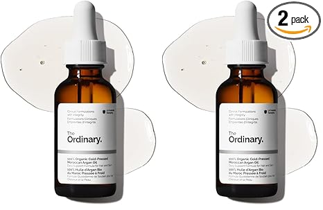 The Ordinary 100% Organic Cold-Pressed Moroccan Argan Oil,Nourishing and Hydrating Treatment for Skin & Hair,1 Fl Oz,(Pack of 2)