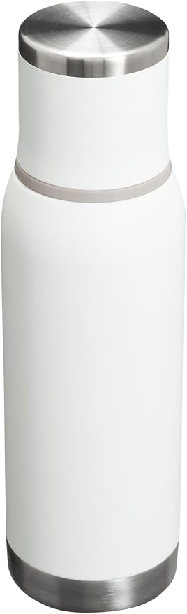 Stanley Adventure-To-Go Vacuum Bottle 25 oz | Wide Mouth with Leakproof Cup Lid | Keep Drinks Hot or Cold | Packable for Travel | Insulated Stainless Steel Thermal Bottle | BPA-Free | Frost White