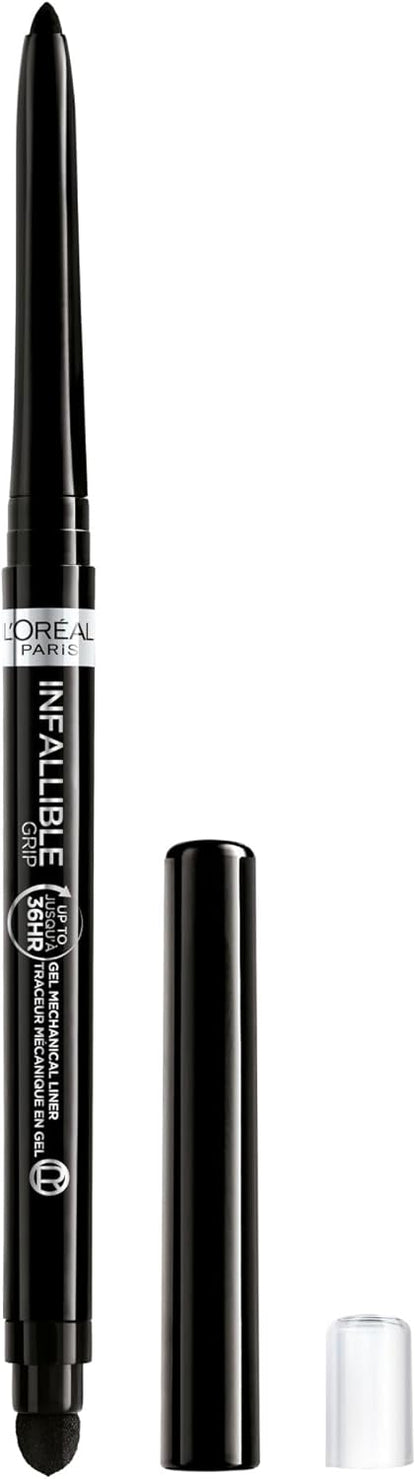 L'Oreal Paris Infallible Grip Mechanical Gel Eyeliner Pencil, Smudge-Resistant, Waterproof Eye Makeup with Up to 36HR Wear, Intense Black, 0.01 Oz