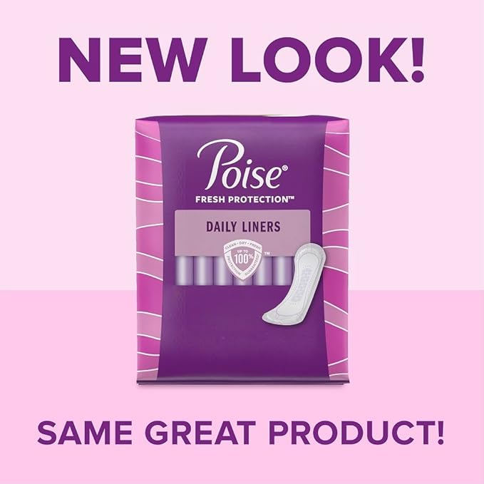 Poise Incontinence Panty Liners, Very Light Absorbency, Long, 44 Count