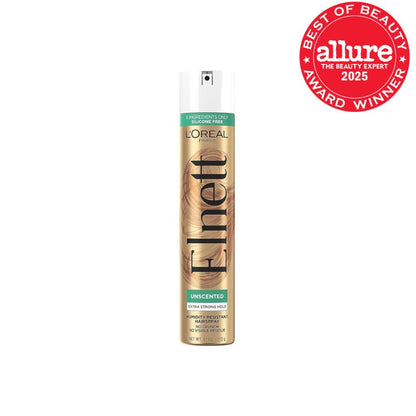 L'Oreal Paris Elnett Unscented Hairspray, up to 72-Hour Extra Strong Hold Formula with Humidity Resistant Frizz Control, Hairspray with Soft, Brushable Finish, 11 oz | (Packaging May Vary)
