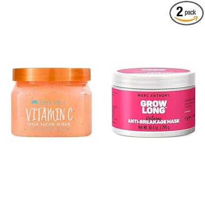 Tree Hut Vitamin C Shea Sugar Body Scrub 18 oz & Marc Anthony Anti-Breakage Hair Mask 10.4 oz Bundle