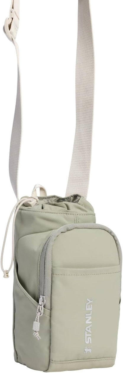 STANLEY Vitalize Carry-All Bag | Bottle Holder with Drawstring Cinch | Adjustable Shoulder Strap | Zippered Valuables Pocket | Durable Recycled Fabric | Sage Grey