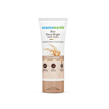 MAMAEARTH Rice Face Wash with Rice Water & Niacinamide, 100ml | Face wash formulated with rice water and niacinamide.