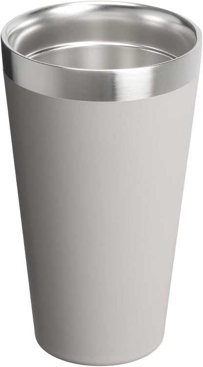 STANLEY Adventure Stacking Beer Pint Glass 16oz | Stackable Drinking Cup for Cold Beverages | Dishwasher Safe | Insulated Stainless Steel Tumbler | BPA-Free | Ash