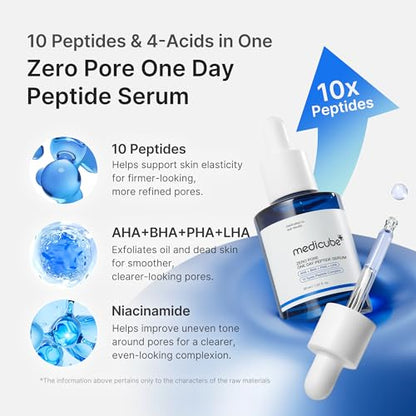 medicube Daily Zero Pore Reset Duo: Zero Pore 10 Peptide Serum and Zero Pore Pads 2.0 | Korean Skincare, Skincare Routine, Skincare Set