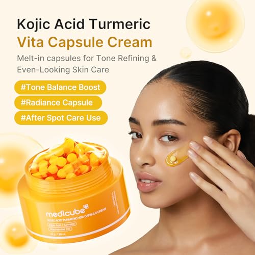 medicube Kojic Acid Turmeric Skin Clarity Set: Smoothing Toner, Clarifying & Balancing Capsule Serum and Capsule Cream for Radiant, Balanced & Smooth-Looking Skin | Korean Skincare, Gifts for Women