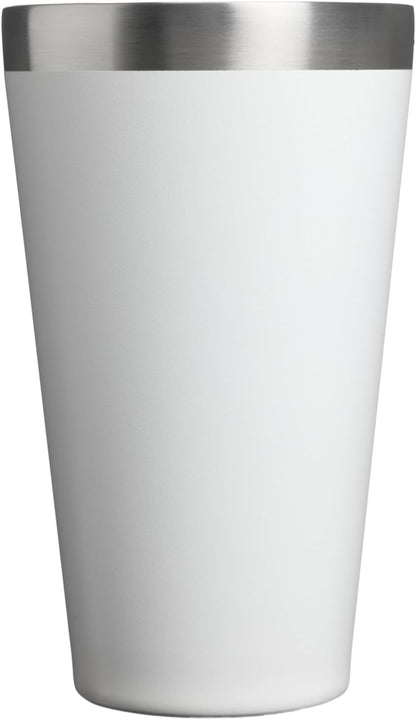 STANLEY Adventure Stacking Beer Pint Glass, 16 oz | Stackable Drinking Cup for Cold Beverages | Dishwasher Safe | Insulated Stainless Steel Tumbler | BPA-Free | Team White Dark Blue