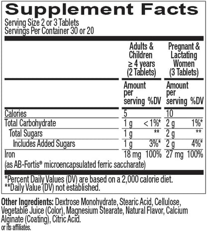 OLLY Delightful Iron Chewable Tablet, 18 mg Iron, Fruit Punch - 60 Count