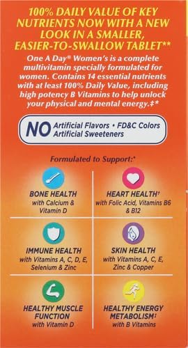 One A Day Women?s Multivitamin, Supplement with Vitamin A, C, D and E Plus Zinc for Immune Health Support, B12, Biotin, Calcium & More, Tablet, 100 Count