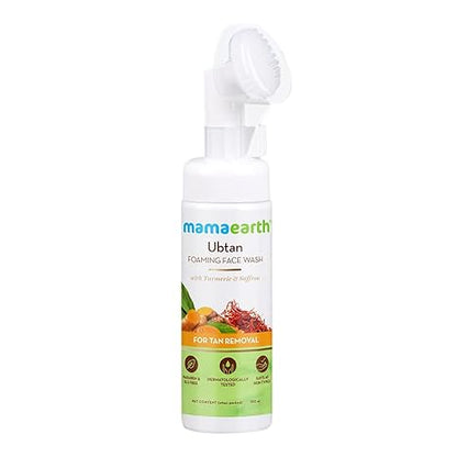 MAMAEARTH Ubtan Foaming Face Wash with Turmeric & Saffron 5.07 fl oz /150ml