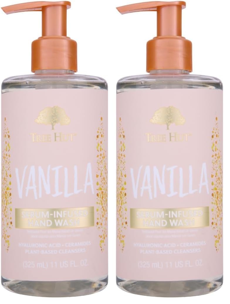 Tree Hut Vanilla Serum Infused Hand Wash, Nourish & Hydrate Hands, Strengthening Skin Care, Long-Lasting Scent, Cleanse & Lock in Moisture, Cermamides, 11 fl oz (Pack of 2)