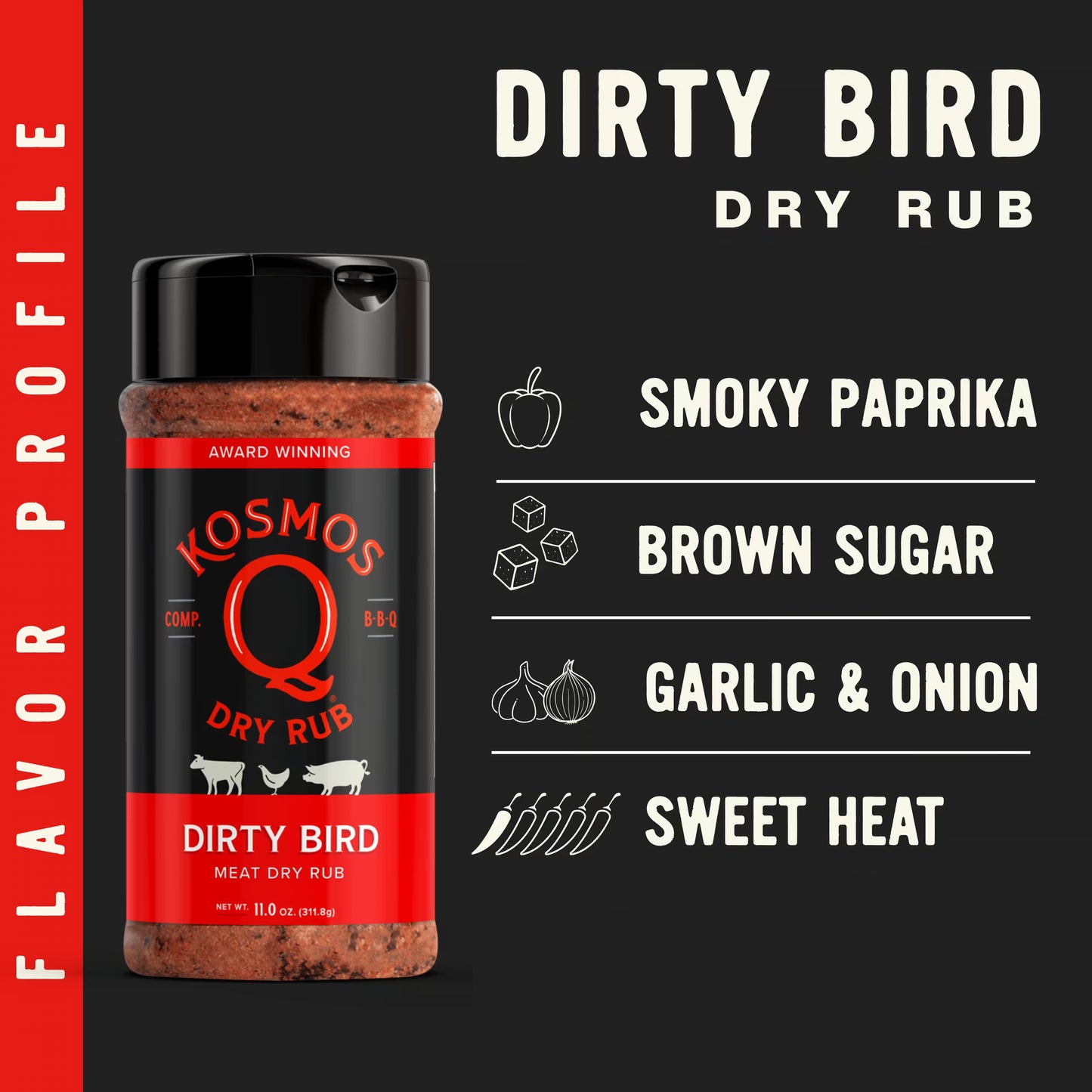 Kosmos Q Dirty Bird Dry BBQ Rub and Seasonings for Beef, Chicken & Pork, 11 oz