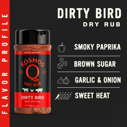 Kosmos Q Dirty Bird Dry BBQ Rub and Seasonings for Beef, Chicken & Pork, 11 oz