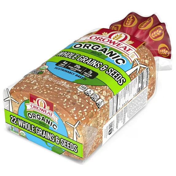 Oroweat Organic 22 Whole Grains & Seeds Bread, 27 oz, Multigrain Bread, Bag