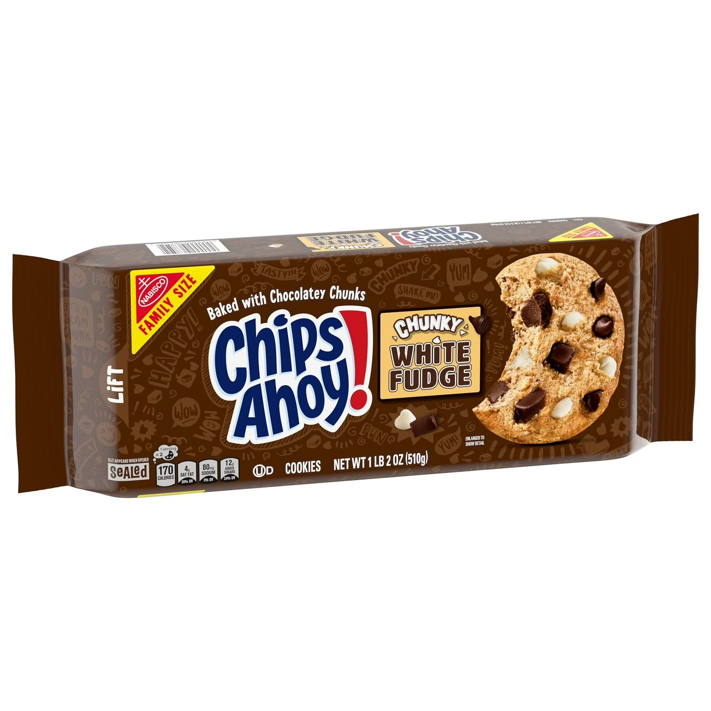 CHIPS AHOY! Crunchy White Fudge Chocolate Chunky Fudgy Chocolate Chip Cookies, Family Size, 18 oz
