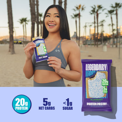 Legendary Foods Blueberry Protein Pastry, 20g Protein, 4 Pack, Keto Friendly, Gluten Free
