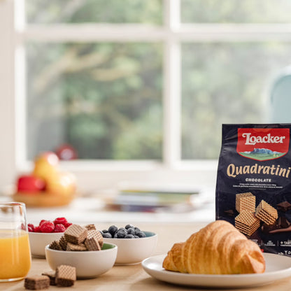 Loacker Quadratini Chocolate, Non-GMO Cream-Filled Cream-Filled Bite-Size Wafer Cookiess, 8.82 oz, Pack of 6