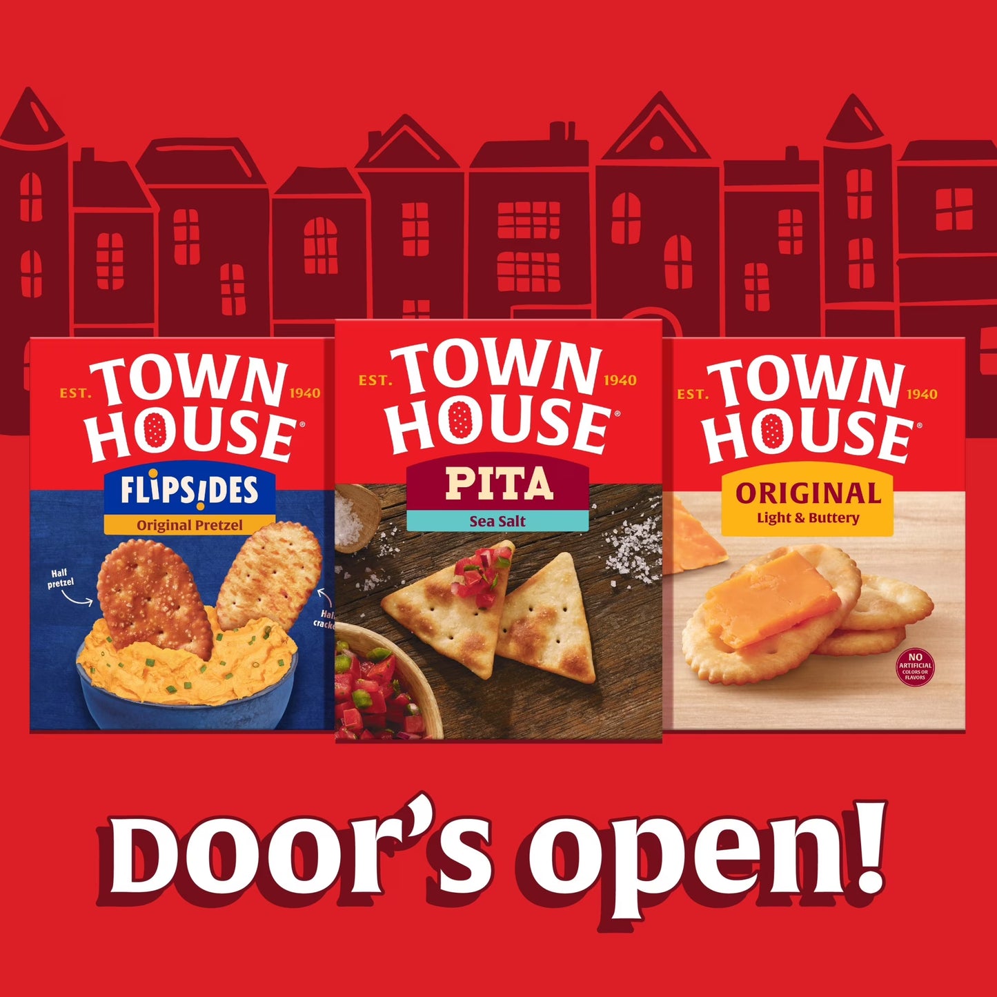 Town House Pita Sea Salt Oven Baked Crackers, Salty Snacks, 9.5 oz