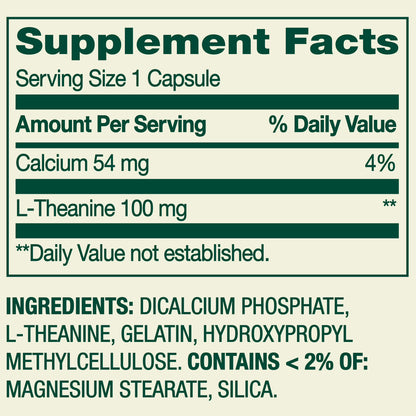 Spring Valley L-Theanine Dietary Supplement Capsules for Mood Support, 100 mg, 100 Count