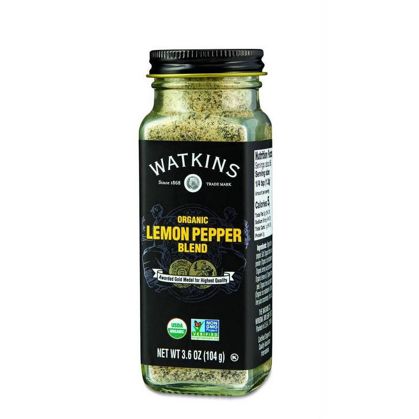 Watkins Gourmet Organic Spice Jar, Lemon Pepper Blend, 3.6 oz