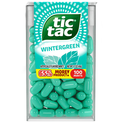 (2 pack) Tic Tac Wintergreen, On-the-Go Breath Mints, Pocket-Sized Mints, 100 pieces, 1.7 oz Single Pack